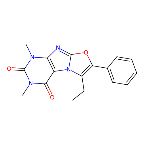 Oxazolo[2,3-f]purine-2,4(1H,3H)-dione, 6-ethyl-1,3-dimethyl-7-phenyl- structure