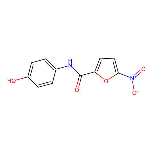 N-(4-hydroxyphenyl)(5-nitro(2-furyl))carboxamide structure
