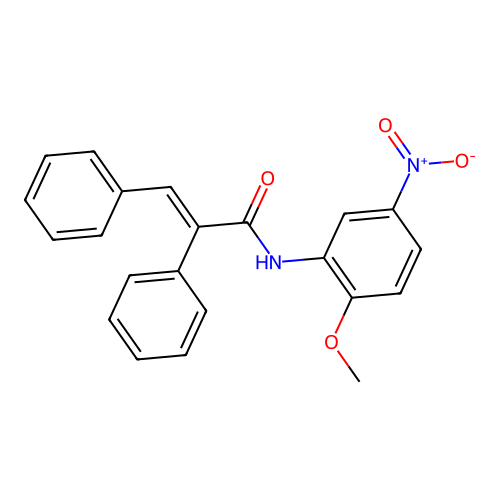 (2E)-N-(2-methoxy-5-nitrophenyl)-2,3-diphenylprop-2-enamide structure