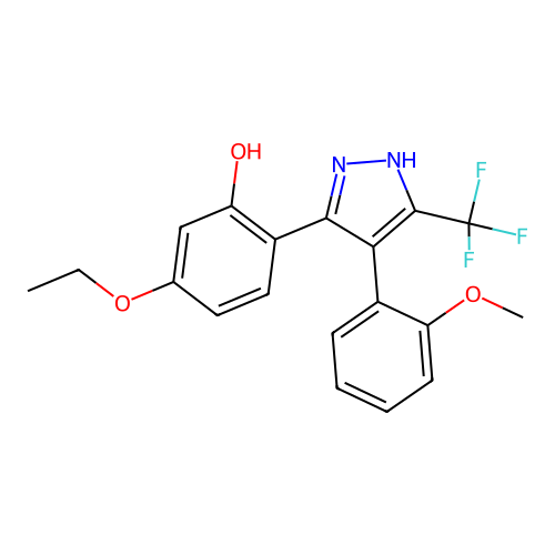 5-ethoxy-2-[4-(2-methoxyphenyl)-5-(trifluoromethyl)-1H-pyrazol-3-yl]phenol structure