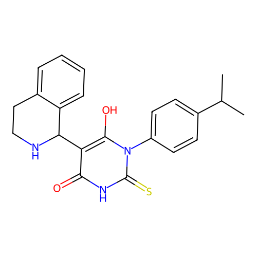 6-hydroxy-3-(4-isopropylphenyl)-5-(1,2,3,4-tetrahydroisoquinolin-1-yl)-2-thioxo-2,3-dihydropyrimidin-4(1H)-one structure