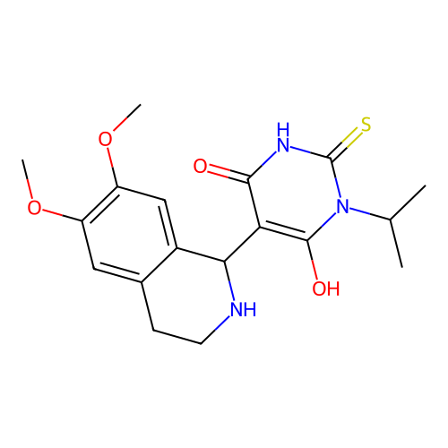 5-(6,7-dimethoxy-1,2,3,4-tetrahydroisoquinolin-1-yl)-6-hydroxy-3-isopropyl-2-thioxo-2,3-dihydropyrimidin-4(1H)-one structure