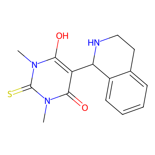 6-hydroxy-1,3-dimethyl-5-(1,2,3,4-tetrahydroisoquinolin-1-yl)-2-thioxo-2,3-dihydropyrimidin-4(1H)-one structure