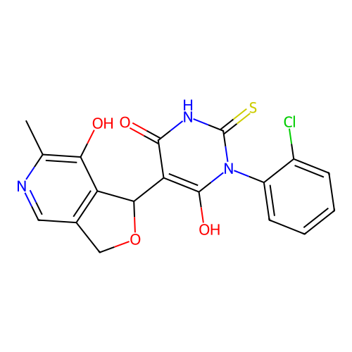 1-(2-chlorophenyl)-6-hydroxy-5-(7-hydroxy-6-methyl-1,3-dihydrofuro[3,4-c]pyridin-1-yl)-2-thioxo-2,3-dihydropyrimidin-4(1H)-one structure