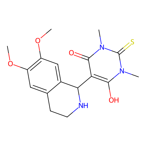5-(6,7-dimethoxy-1,2,3,4-tetrahydroisoquinolin-1-yl)-6-hydroxy-1,3-dimethyl-2-thioxo-2,3-dihydropyrimidin-4(1H)-one structure