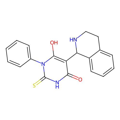 6-hydroxy-1-phenyl-2-sulfanylidene-5-(1,2,3,4-tetrahydroisoquinolin-1-yl)pyrimidin-4-one structure