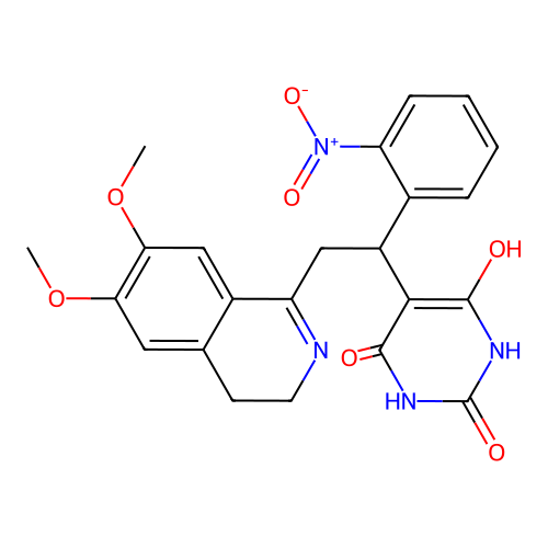 5-(2-(6,7-dimethoxy-3,4-dihydroisoquinolin-1-yl)-1-(2-nitrophenyl)ethyl)-6-hydroxypyrimidine-2,4(1H,3H)-dione structure