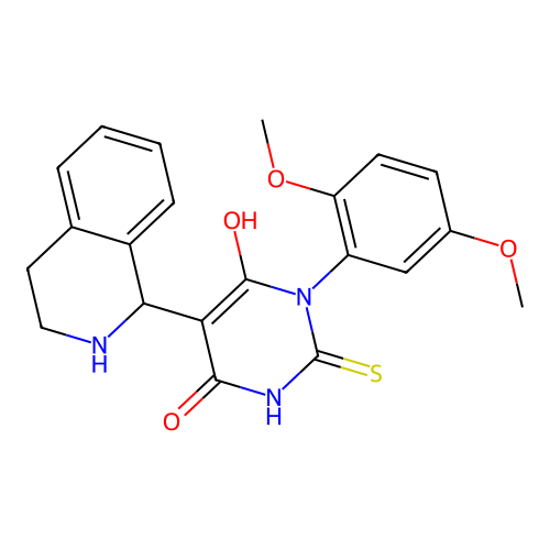 3-(2,5-dimethoxyphenyl)-6-hydroxy-5-(1,2,3,4-tetrahydroisoquinolin-1-yl)-2-thioxo-2,3-dihydropyrimidin-4(1H)-one structure