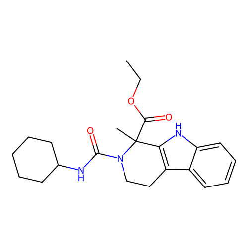 ethyl 2-(cyclohexylcarbamoyl)-1-methyl-4,9-dihydro-3H-pyrido[3,4-b]indole-1-carboxylate structure