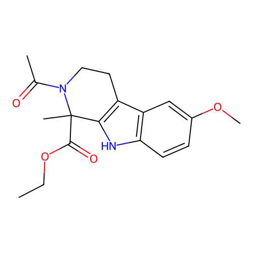 ethyl 2-acetyl-6-methoxy-1-methyl-4,9-dihydro-3H-pyrido[3,4-b]indole-1-carboxylate structure