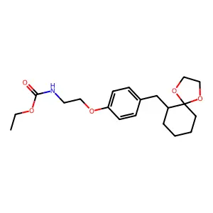 Ethyl (2-(4-(1,4-dioxaspiro(4.5)dec-6-ylmethyl)phenoxy)ethyl)carbamate structure