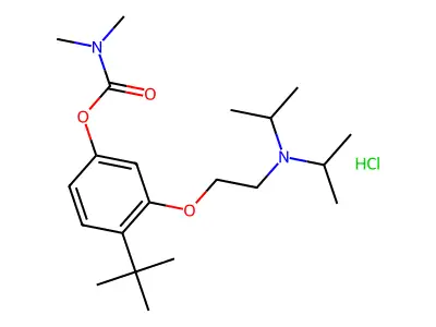 Carbamic acid, dimethyl-, 3-(2-(bis(1-methylethyl)amino)ethoxy)-4-(1,1-dimethylethyl)phenyl ester, monohydrochloride structure