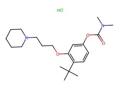 Carbamic acid, dimethyl-, 4-(1,1-dimethylethyl)-3-(3-(1-piperidinyl)propoxy)phenyl ester, monohydrochloride structure