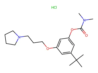Carbamic acid, dimethyl-, 5-(1,1-dimethylethyl)-3-(2-(1-pyrrolidinyl)propoxy)phenyl ester, monohydrochloride structure