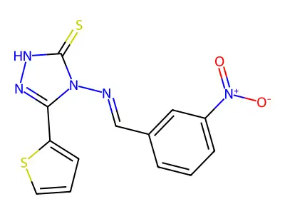 4-{[(E)-(3-nitrophenyl)methylidene]amino}-5-(2-thienyl)-4H-1,2,4-triazole-3-thiol structure