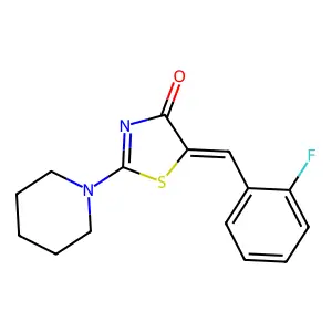 5-(2-Fluoro-benzylidene)-2-piperidin-1-yl-thiazol-4-one structure