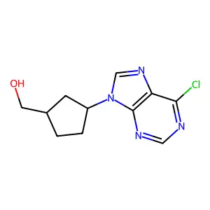 [(1R,3S)-3-(6-chloro-9H-purin-9-yl)cyclopentyl]methanol structure