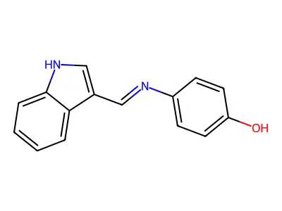 (E)-4-(((1H-indol-3-yl)methylene)amino)phenol structure