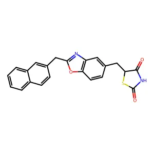 5-((2-(2-Naphthalenylmethyl)-5-benzoxazolyl)methyl)-2,4-thiazolidinedione structure