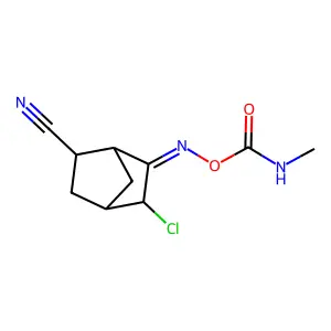 5-Chloro-6-{[(methylcarbamoyl)oxy]imino}bicyclo[2.2.1]heptane-2-carbonitrile structure
