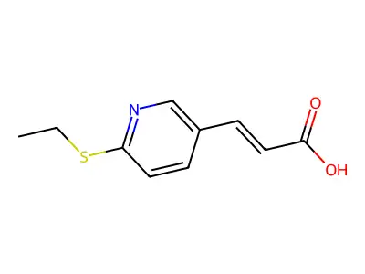 (E)-3-(6-ethylsulfanyl-3-pyridinyl)prop-2-enoic acid structure