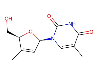 Thymidine, 3'-deoxy-2',3'-didehydro-3'-methyl- structure