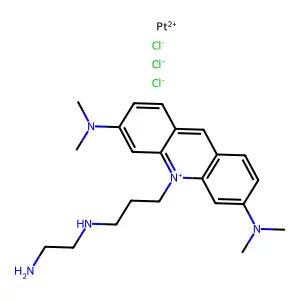 (10-(3-((2-Aminoethyl)amino)propyl)-3,6-bis(dimethylamino)acridinium) dichloroplatinum(1+) chloride structure