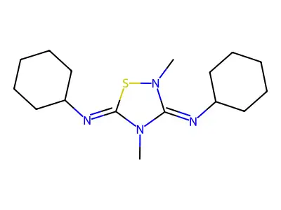 N(sup 3),N(sup 5)-Bis(cyclohexyl)-2,4-dimethyl-1,2,4-thiadiazole-3,5(2H,4H)-diimine structure