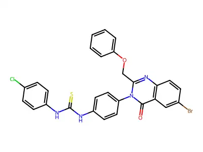 Thiourea, N-(4-(6-bromo-4-oxo-2-(phenoxymethyl)-3(4H)-quinazolinyl)phenyl)-N'-(4-chlorophenyl)- structure