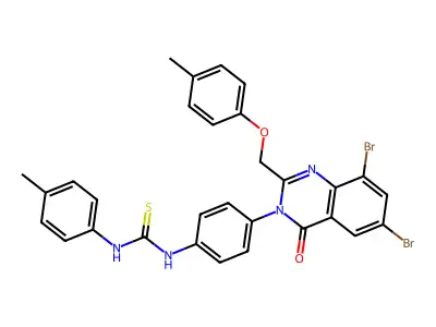 Thiourea, N-(4-(6,8-dibromo-2-((4-methylphenoxy)methyl)-4-oxo-3(4H)-quinazolinyl)phenyl)-N'-(4-methylphenyl)- structure