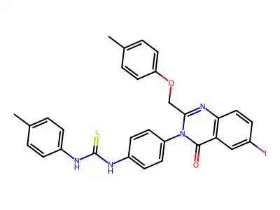 Thiourea, N-(4-(6-(iodo-2-((4-methylphenoxy)methyl)-4-oxo-3(4H)-quinazolinyl)phenyl)-N-(4-methylphenyl)- structure