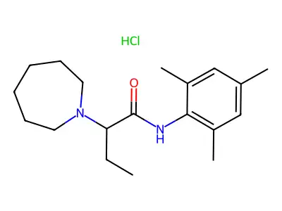 1H-Azepine-1-acetamide, hexahydro-alpha-ethyl-N-(2,4,6-trimethylphenyl)-, monohydrochloride structure