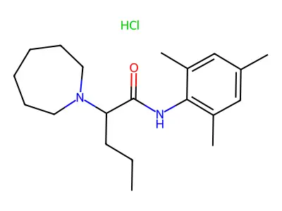 1H-Azepine-1-acetamide, hexahydro-alpha-propyl-N-(2,4,6-trimethylphenyl)-, monohydrochloride structure