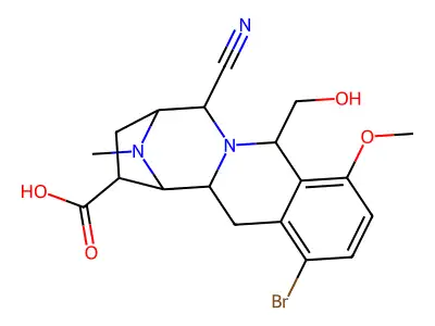 8,11-Iminoazepino(1,2-b)isoquinoline-10-carboxylic acid, 5,7,8,9,10,11,11a,12-octahydro-1-bromo-7-cyano-5-(hydroxymethyl)-4-methoxy-13-methyl- structure