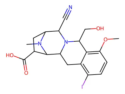8,11-Iminoazepino(1,2-b)isoquinoline-10-carboxylic acid, 5,7,8,9,10,11,11a,12-octahydro-7'-cyano-5-(hydroxymethyl)-1-iodo-4-methoxy-13-methyl- structure