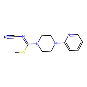 methyl N-cyano-4-(2-pyridinyl)tetrahydro-1(2H)-pyrazinecarbimidothioate structure