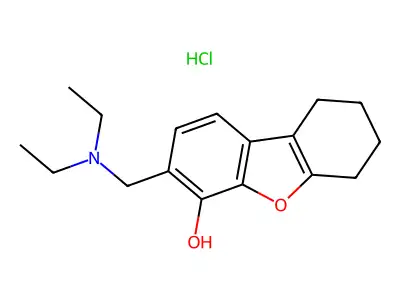 4-Dibenzofuranol, 6,7,8,9-tetrahydro-3-((diethylamino)methyl)-, hydrochloride structure