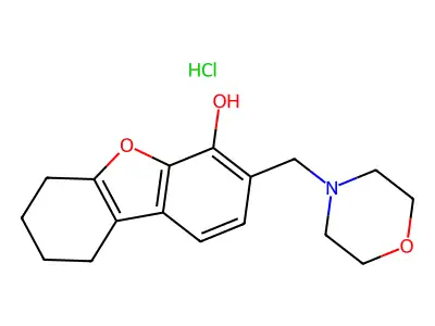 4-Dibenzofuranol, 6,7,8,9-tetrahydro-3-(4-morpholinylmethyl)-, hydrochloride structure