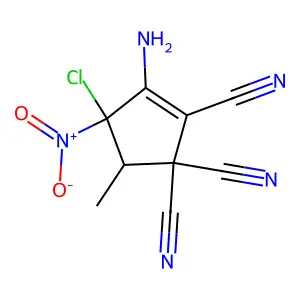 3-Amino-4-chloro-5-methyl-4-nitrocyclopent-2-ene-1,1,2-tricarbonitrile structure