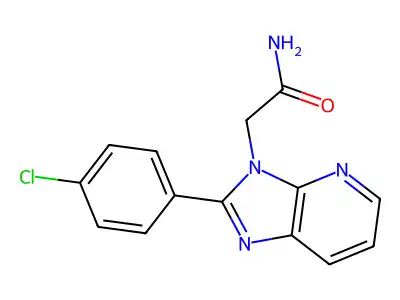 2-(4-chlorophenyl)-3H-imidazo(4,5-b)pyridine-3-acetamide structure