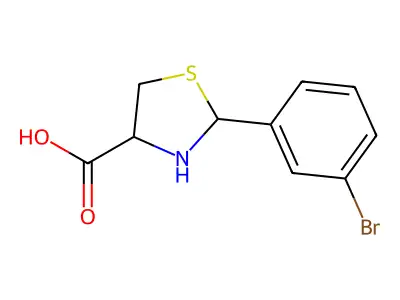 2-(3-Bromophenyl)-1,3-thiazolidine-4-carboxylic acid structure