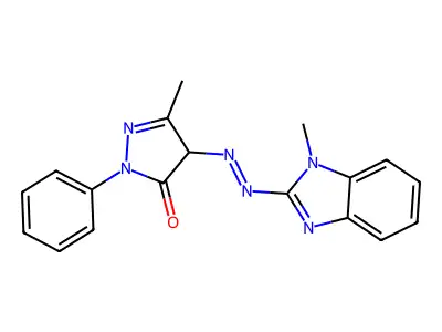 3-Methyl-4-[(1-methylbenzimidazol-2-yl)diazenyl]-1-phenyl-2-pyrazolin-5-one structure