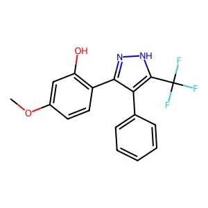 5-methoxy-2-(4-phenyl-5-(trifluoromethyl)-1H-pyrazol-3-yl)phenol structure