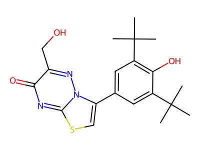 7H-Thiazolo(3,2-b)(1,2,4)triazin-7-one, 3-(3,5-bis(1,1-dimethylethyl)-4-hydroxyphenyl)-6-(hydroxymethyl)- structure