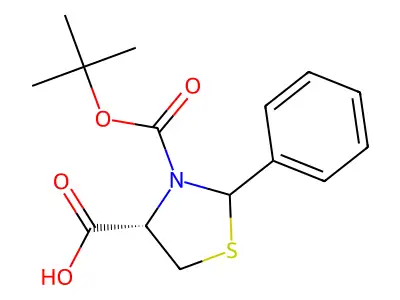 3-(tert-Butoxycarbonyl)-2-phenylthiazolidine-4-carboxylic acid structure