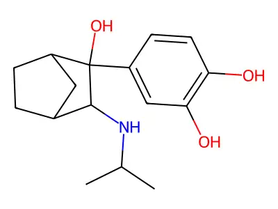 N-Isopropyl-3-amino-2-(3,4-dihydroxyphenyl)-2-hydroxybicyclo(2.2.1)heptane structure