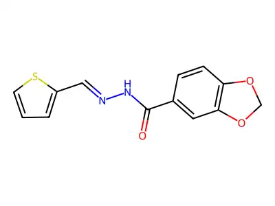 N'-[(thiophen-2-yl)methylidene]-2H-1,3-benzodioxole-5-carbohydrazide structure