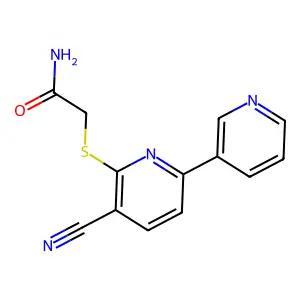 2-(3-Cyano-6-pyridin-3-ylpyridin-2-yl)sulfanylacetamide structure
