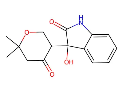 3-(6,6-dimethyl-4-oxooxan-3-yl)-3-hydroxy-1H-indol-2-one structure
