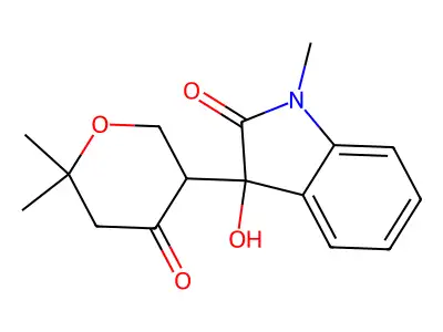 3-(6,6-Dimethyl-4-oxooxan-3-yl)-3-hydroxy-1-methylindol-2-one structure